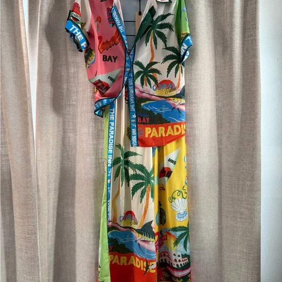 Colorful Tropical Print Shirt and Pants Set - Picture 2 of 5